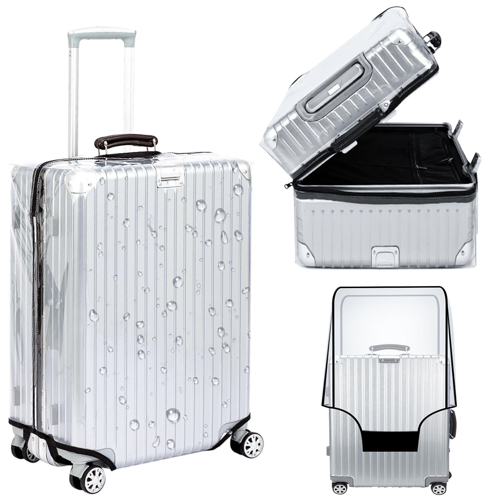 Veki Clear PVC Suitcase Cover with Zipper - Waterproof Transparent Luggage Protector for Plastic Trolley Bags | Scratch-Resistant Travel Accessory for Airplane, Train & Business Trips