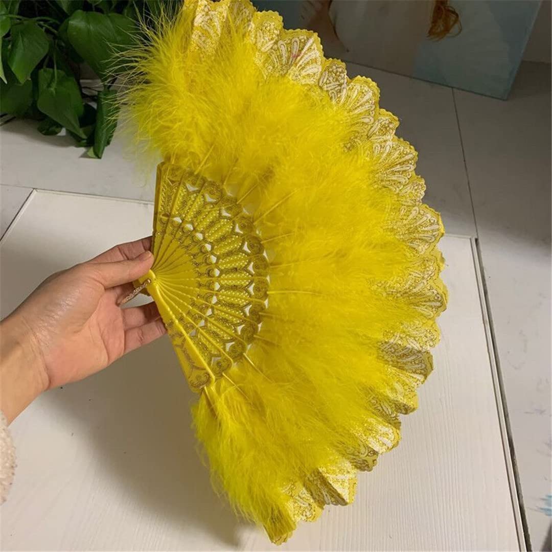Elegant Feather Folding Fan - Handmade Fairy Dance Fan for Wedding Party, Court Dance & Special Events - Vintage Art Craft Gift for Women & Girls - Perfect for Cosplay, Photo Shoots & Home Decor
