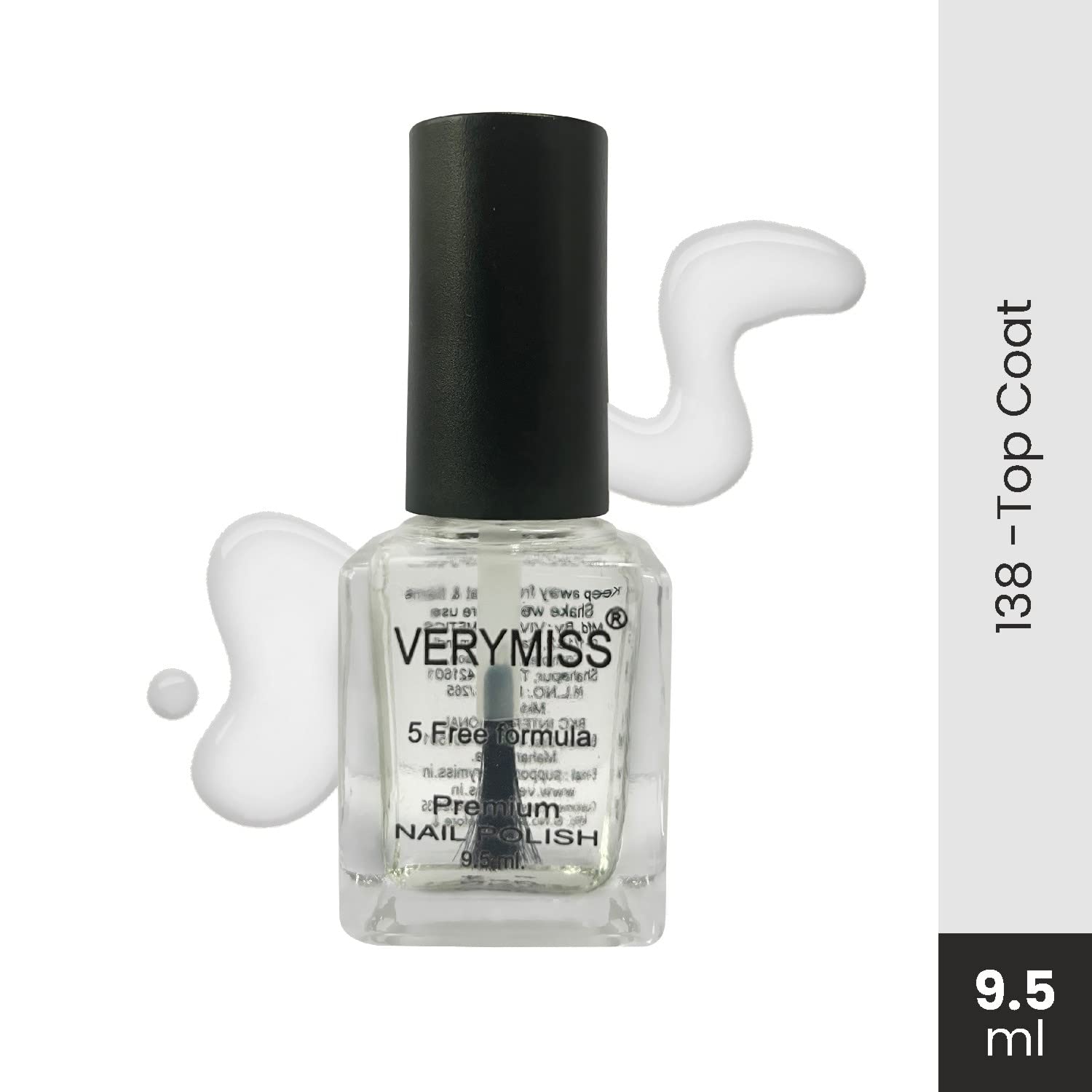 Verymiss Premium Nail Polish 9.5ml Top Coat - Long Lasting Shine for Manicures