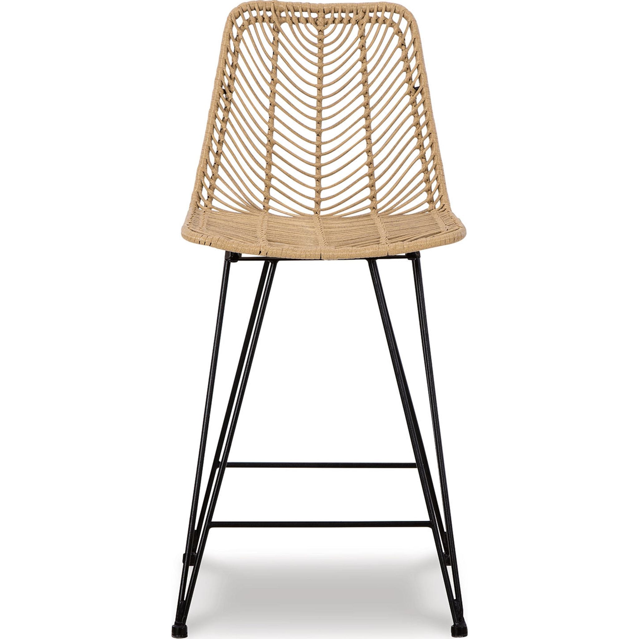 Angentree Counter Height Stool - Natural/Black Wooden Bar Stools (Set of 2) for Kitchen Island, Breakfast Nook & Home Decor (D434 224)