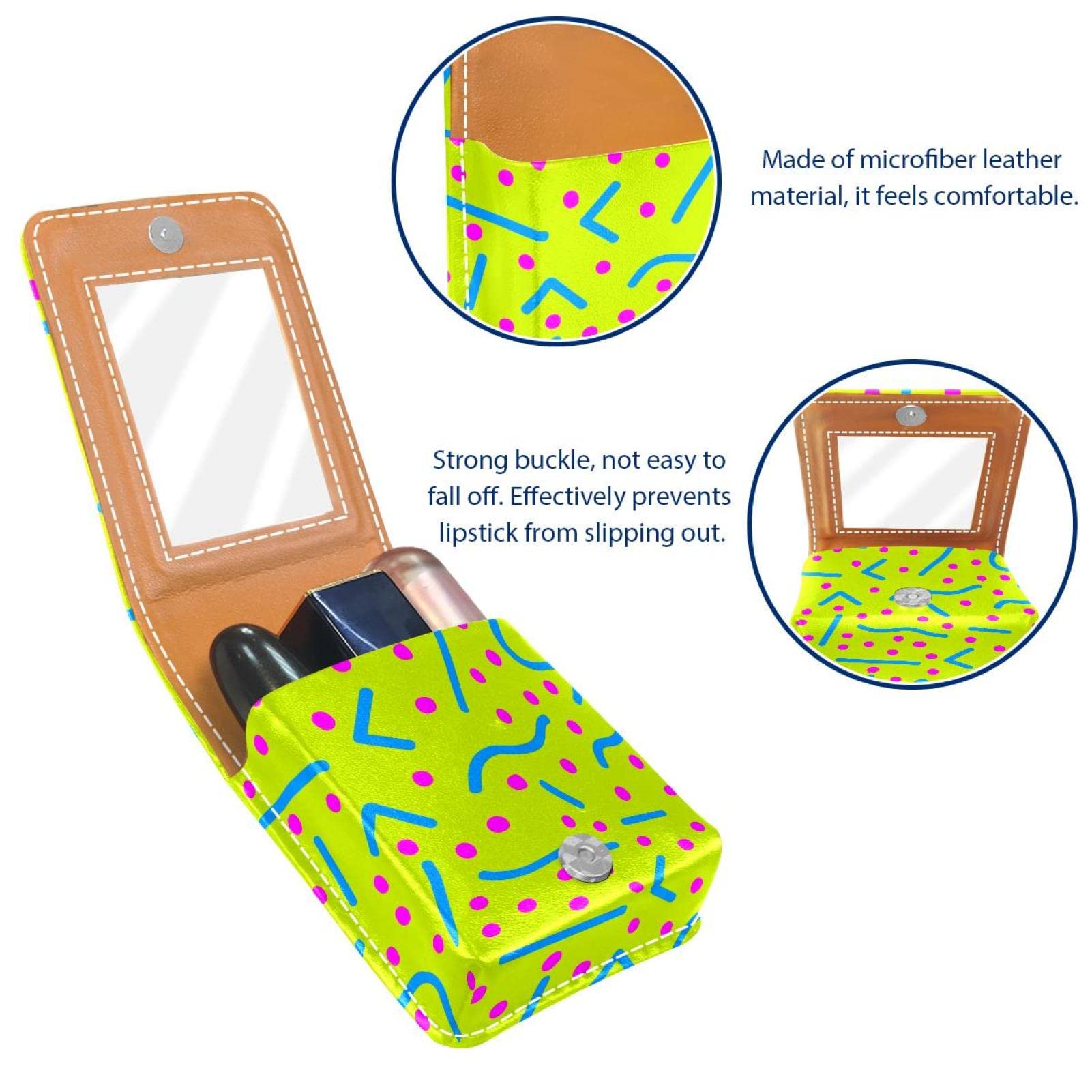 Personalized Lipstick Case - Portable Makeup Bag & Cosmetic Pouch Organizer with Unique Blue Lines Green Design | Perfect for Travel, Gift & Daily Makeup Storage