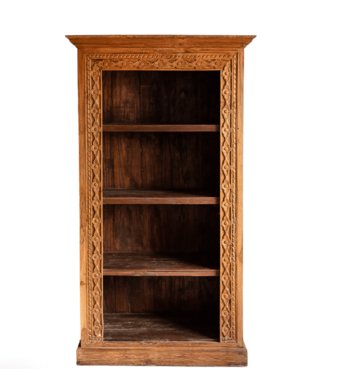 Hand Carved Solid Wooden Bookshelf - Rustic Home Decor for Living Room, Bedroom, or Office - Perfect for Organizing Books, Displaying Decor, and Adding Natural Style