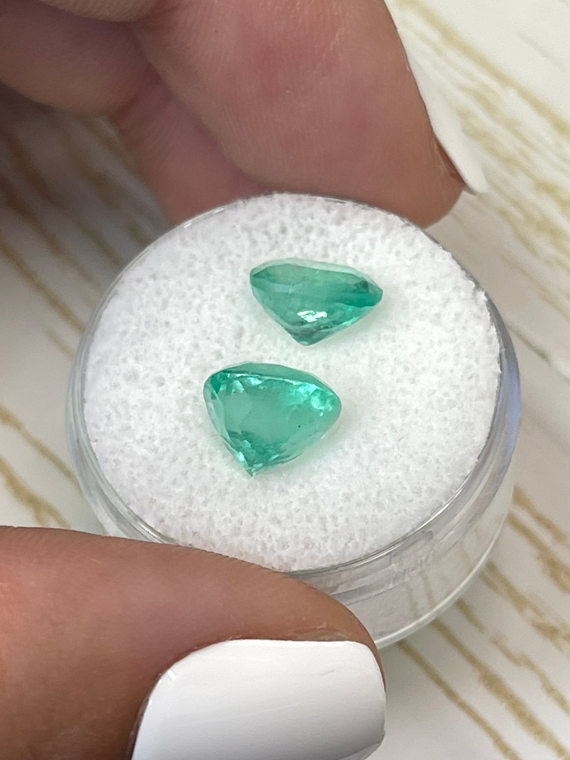 5.11tcw 9x8 Matching Light Bluish Green Natural Colombian Loose Emeralds - Cushion Cut Gemstones for Jewelry Making, Engagement Rings & Luxury Gifts