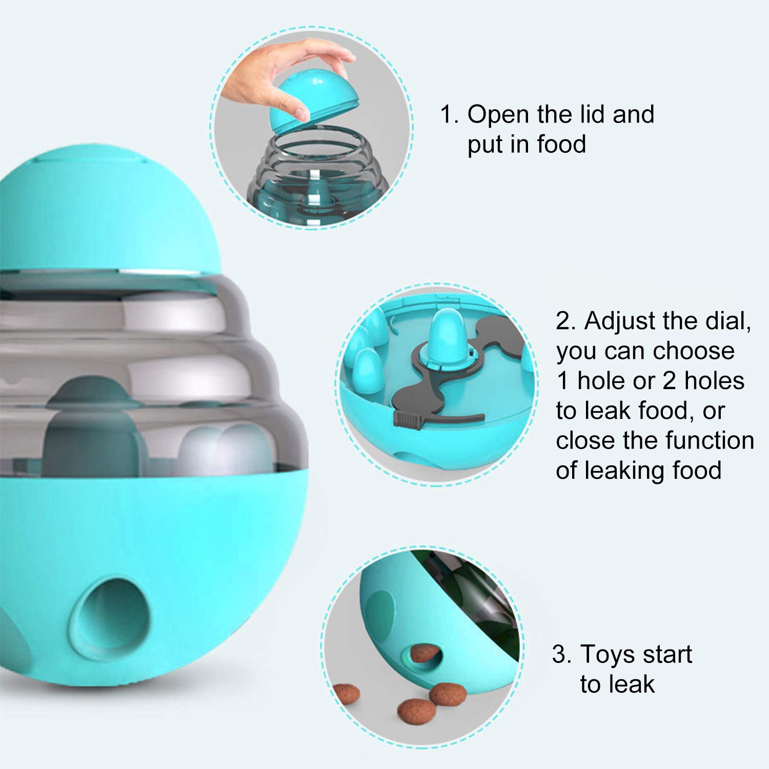 Guardians Treat Dispensing Dog Toy - Slow Feeder Ball for Dogs & Cats | Interactive IQ Boosting Chase Toy | Pet Food Puzzle Dispenser (Blue) - Perfect for Mealtime Enrichment & Indoor Play