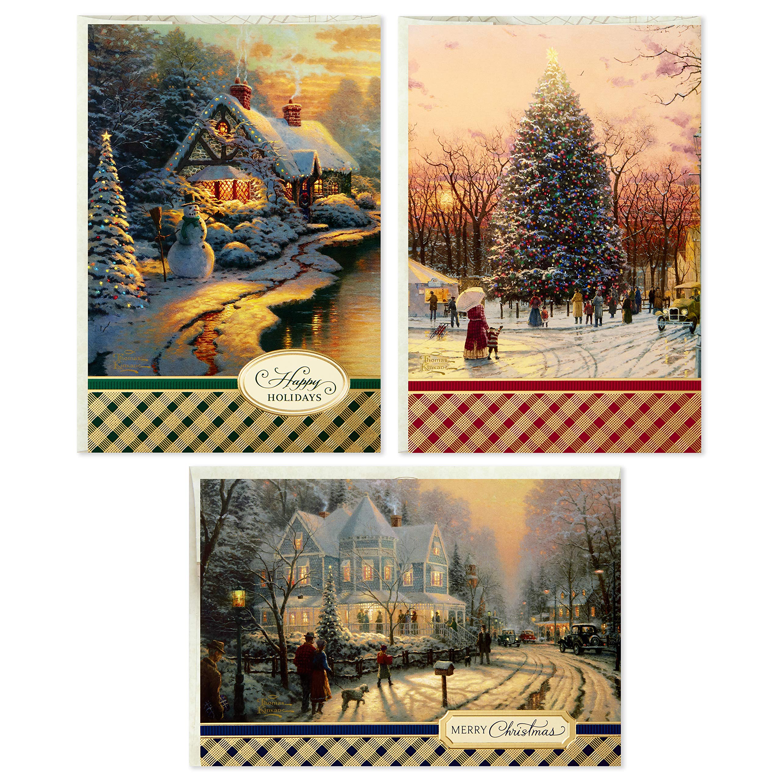 Hallmark Thomas Kinkade Christmas Card Sets - 40 Premium Boxed Holiday Cards with Envelopes & Foil Seals | 3 Beautiful Designs of 24 Festive Greeting Cards | Perfect for Holiday Wishes, Family Gifts & Christmas Decorations