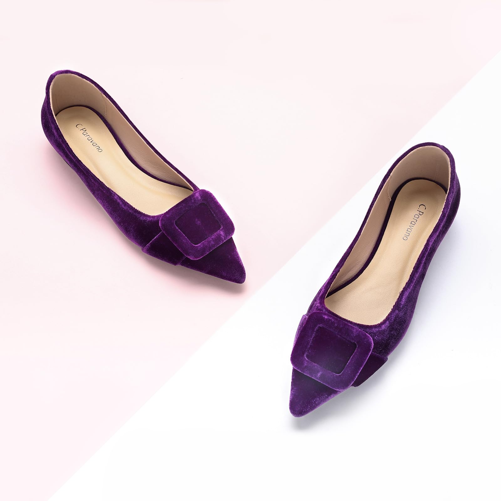 C.Paravano Women's Leather Pointed Toe Ballet Flats - Comfortable Work Shoes for Office & Professional Wear | Elegant Casual Flats for Daily Use & Business Attire