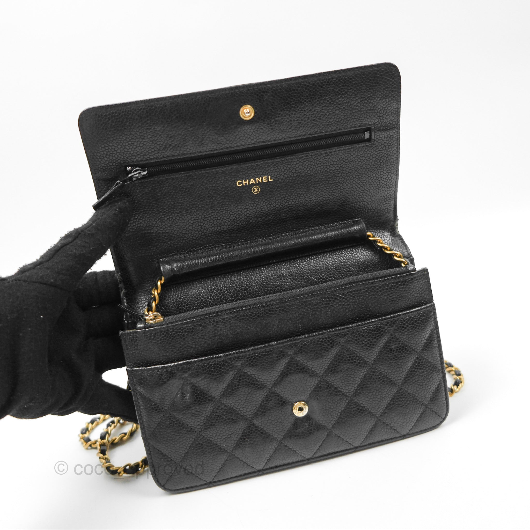 Chanel Boy Wallet on Chain WOC Black Caviar Gold Hardware - Luxury Crossbody Bag for Women, Perfect for Evening Events & Daily Use