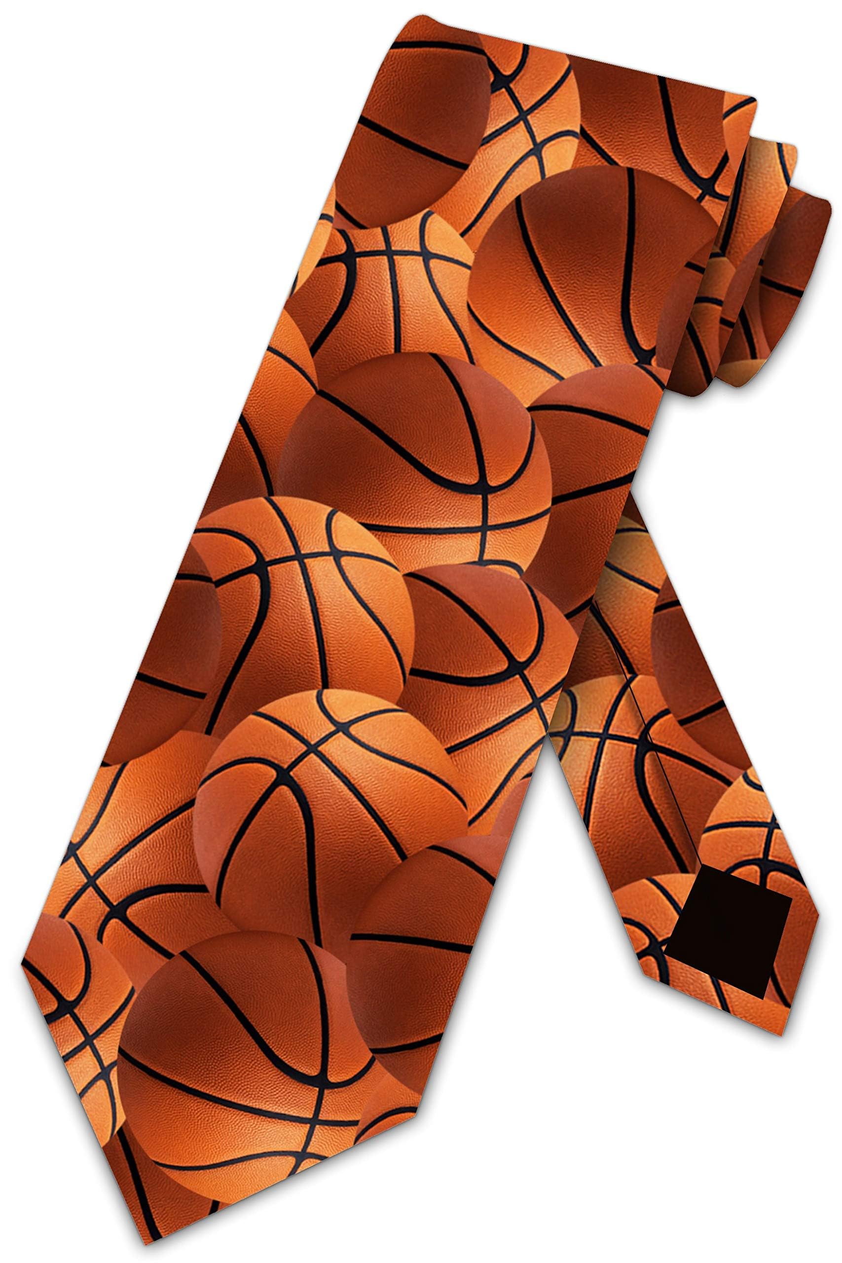 Three Rooker Basketball Necktie for Men - Stylish Sports Tie for Basketball Fans, Office Wear, and Game Day Outfits