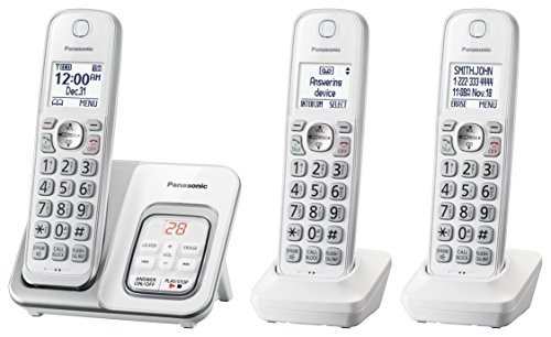 Panasonic Expandable Cordless Phone System with Answering Machine & Call Block - 5 Handsets (3 TGD533W + 2 TGDA50W1) - White - Ideal for Home & Small Business Office Communication