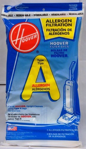 Hoover Type A Vacuum Filter Bags - 12 Pack (3 Packs of 4) | HEPA Allergen Filtration 4010100A | Compatible with Hoover WindTunnel & Elite Models | Ideal for Pet Hair, Dust & Allergy Relief in Homes