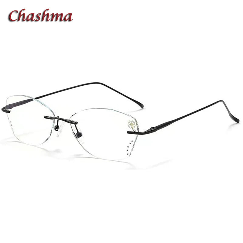 Women's Rimless Butterfly Oval Titanium Eyeglasses Frame 8159 - Lightweight Comfortable Glasses for Reading, Work & Fashion Accessories