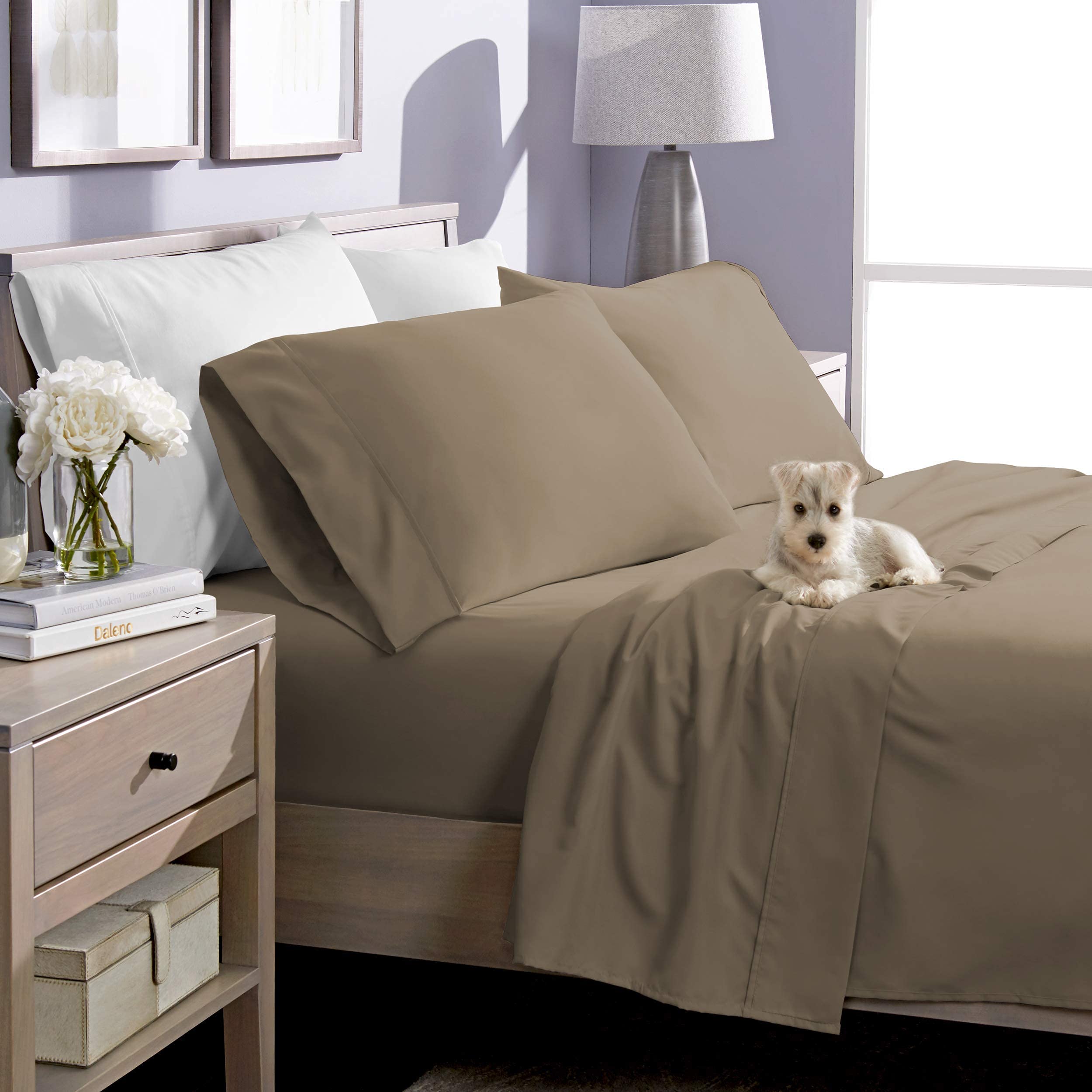 Bare Home King Sheet Set - 1800 Ultra-Soft Microfiber Bed Sheets & Comforter Set (King, Taupe) - All Season Luxury Bedding for Master Bedroom, Guest Room & Hotel Use