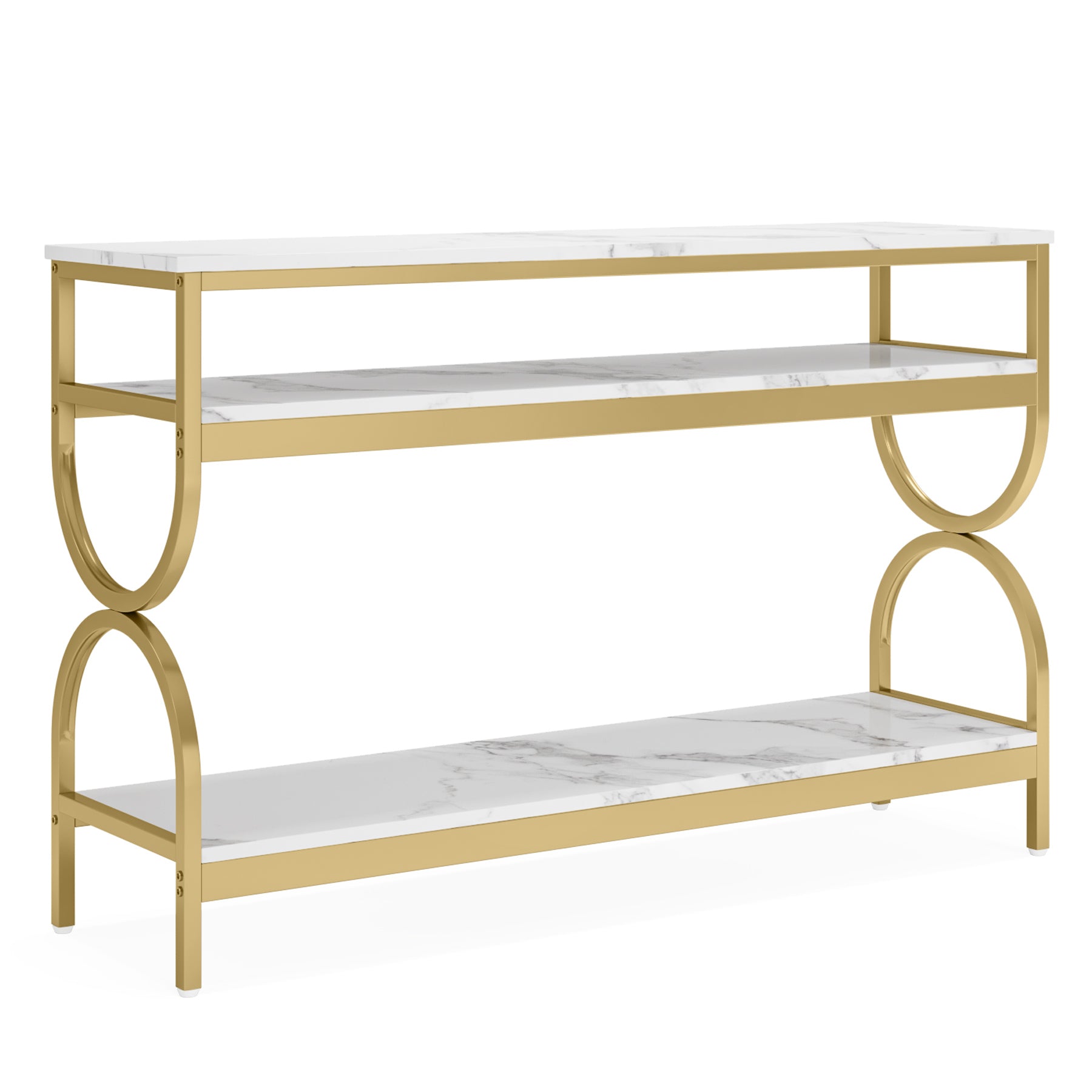 3 Tier Console Table with Storage Shelves - 55 Inch Sofa Table for Living Room, Entryway & Hallway - Modern Narrow Entry Table with 3 Shelves for Home Decor & Organization