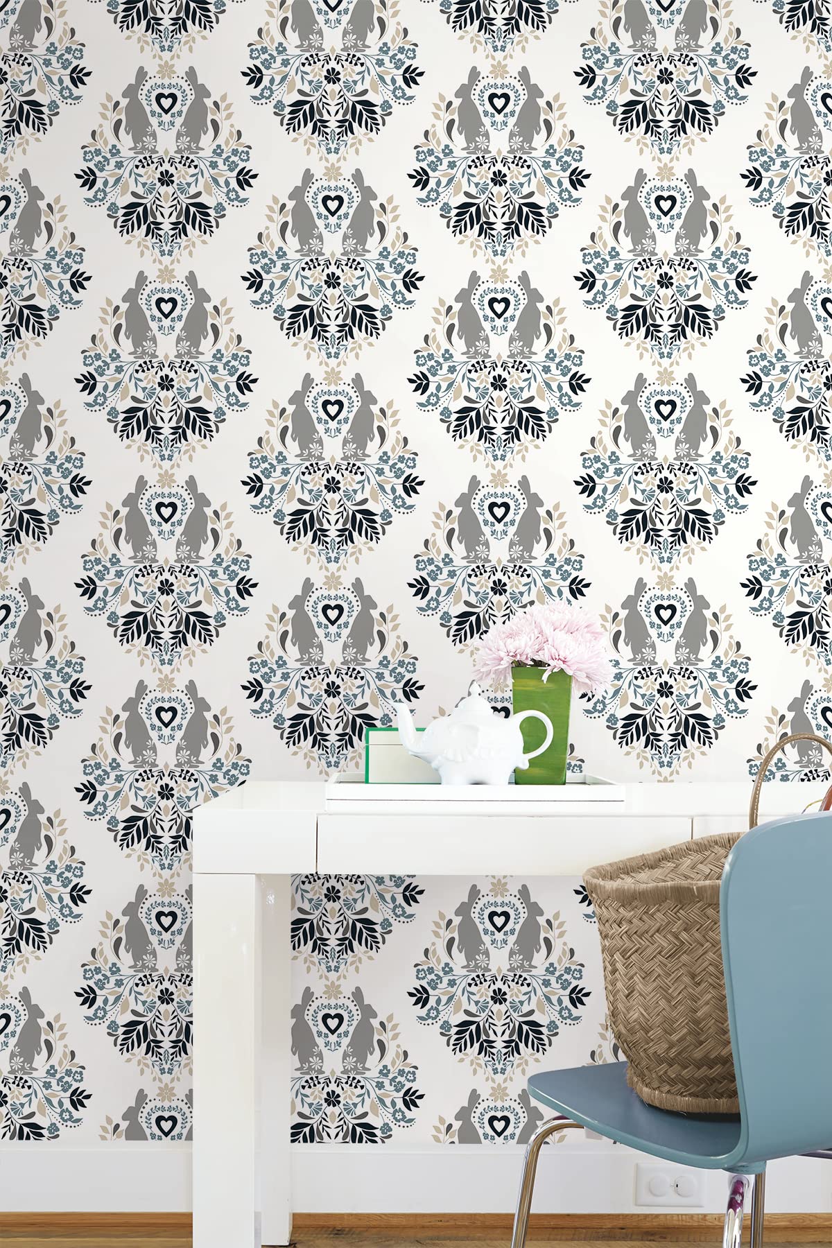 NextWall Spring Damask Peel and Stick Wallpaper - Self-Adhesive Removable Wallpaper for Bedroom, Living Room, Nursery, and Office Decor