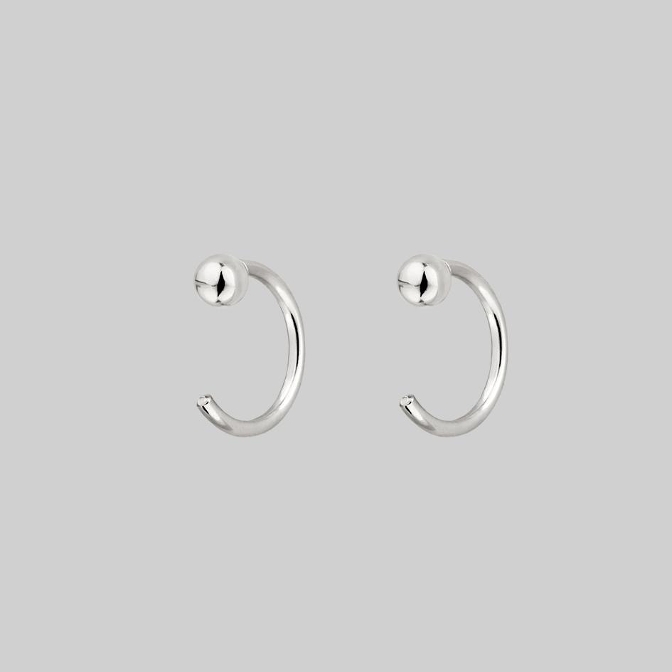 Ball Huggie Hoop Earrings in Silver - Minimalist Sterling Silver Huggie Hoops for Everyday Wear, Gifts & Special Occasions