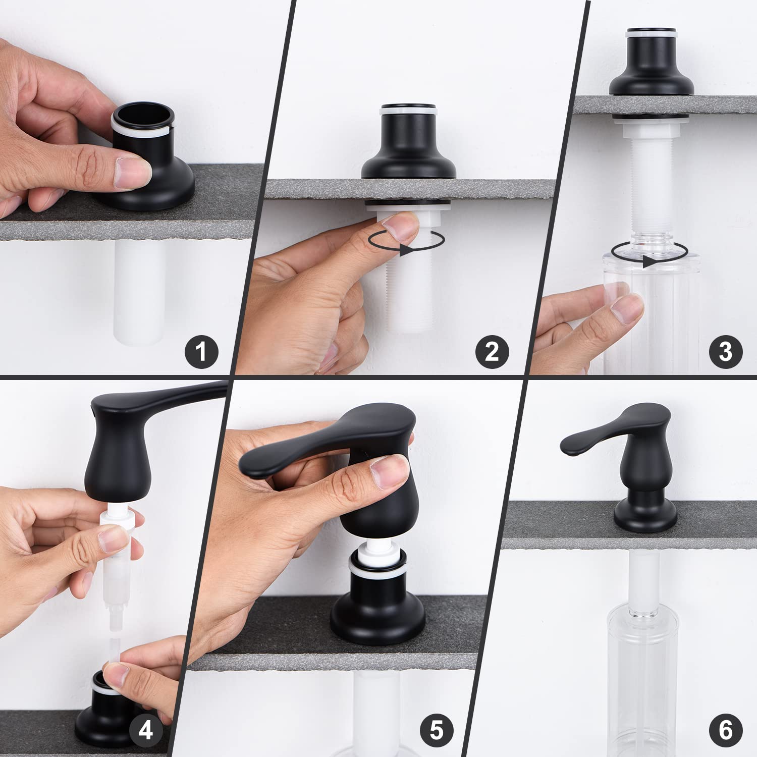 GAGALIFE Oil Rubbed Bronze Kitchen Sink Soap Dispenser - 13 OZ Built-In Top Refillable Liquid Soap Dispenser for Kitchen, Bathroom, and Laundry Room
