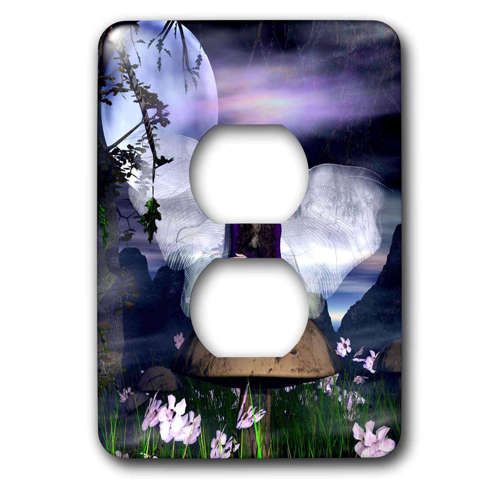 3D Rose Fairy Outlet Cover - Decorative Purple Fairy Wall Plate for Home Decor, Kids Room, Nursery, and Fantasy Themed Spaces