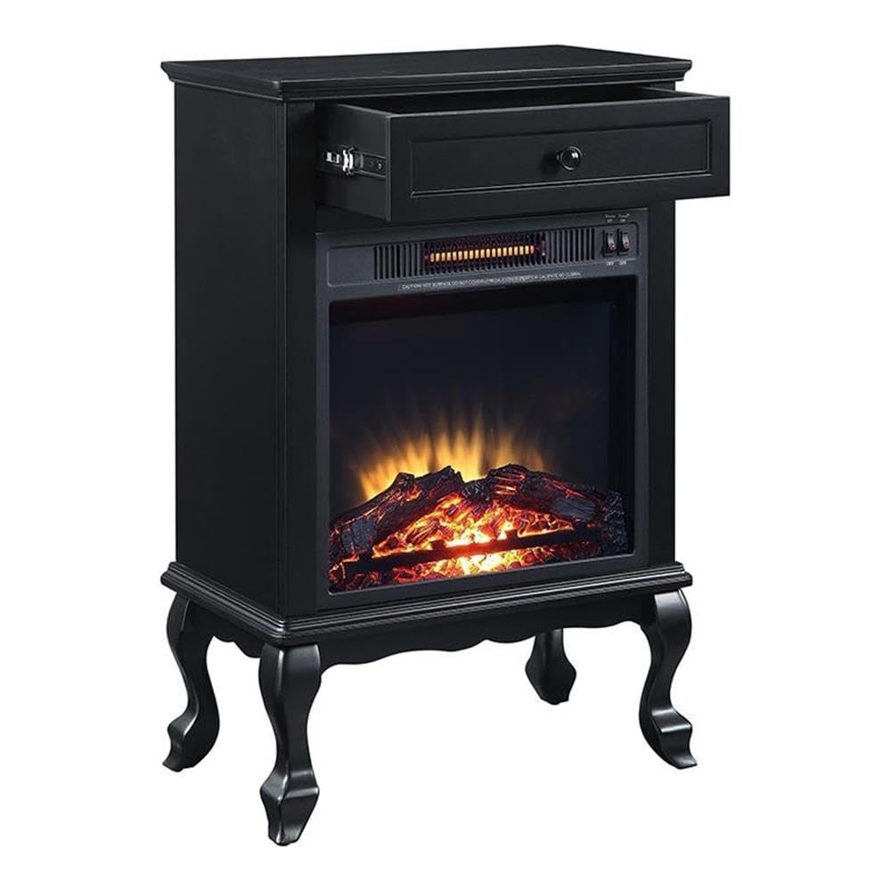 Acme Eirene Black Wooden 1-Drawer Fireplace - Perfect for Living Room, Bedroom & Office Decor