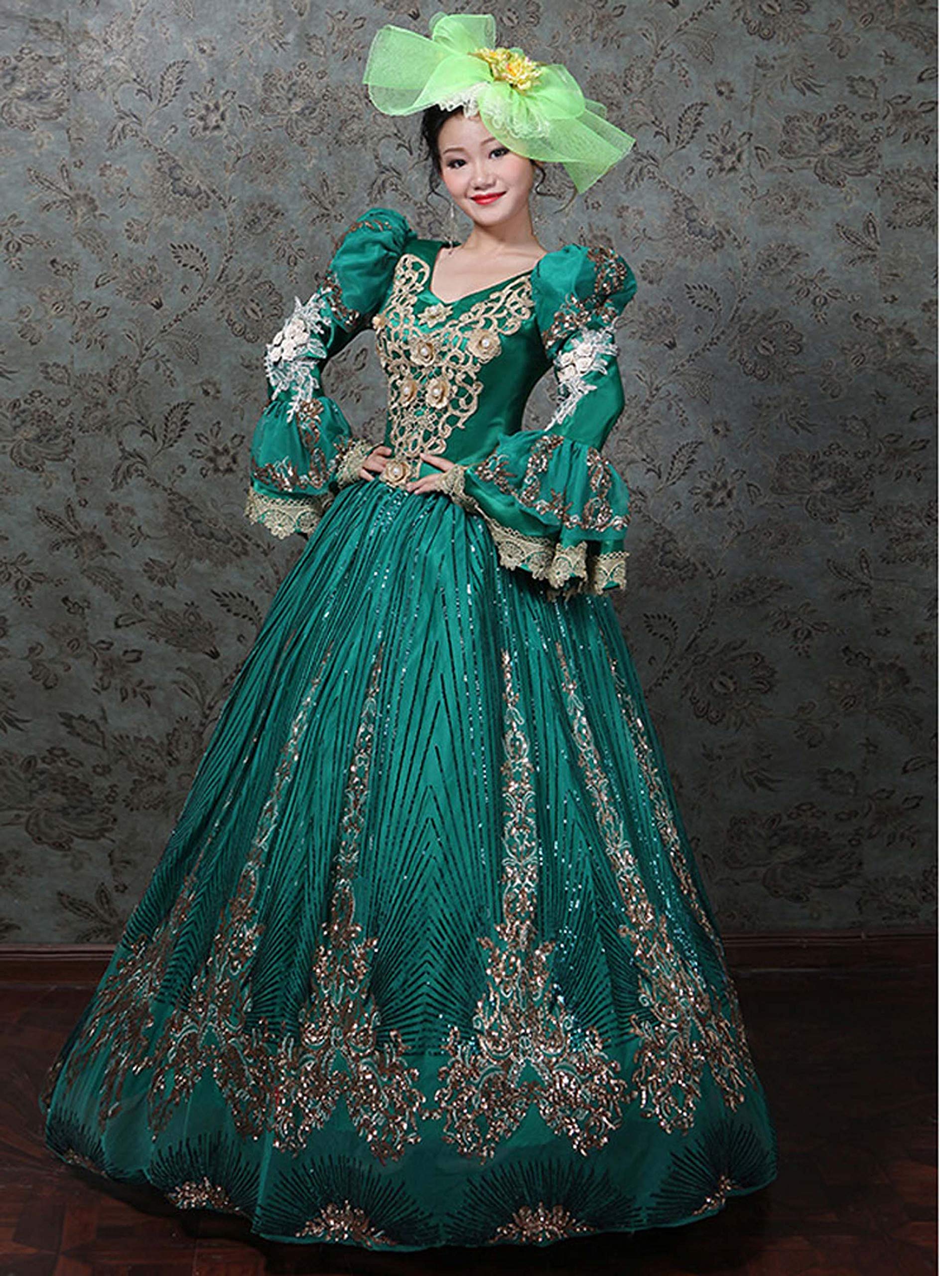 Victorian Renaissance Queen Costume for Women - Elegant Long Rococo Masquerade Party Dress | Perfect for Halloween, Cosplay, Renaissance Fairs & Themed Events