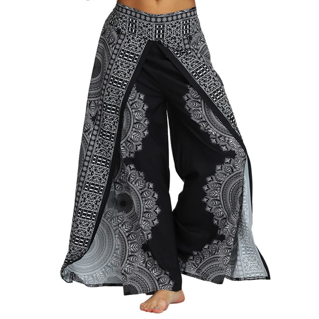 Women's Casual Yoga Pants - Patchwork Comfortable Baggy Aladdin Harem Hippie Boho Beach Pants for Yoga, Lounge & Summer Travel