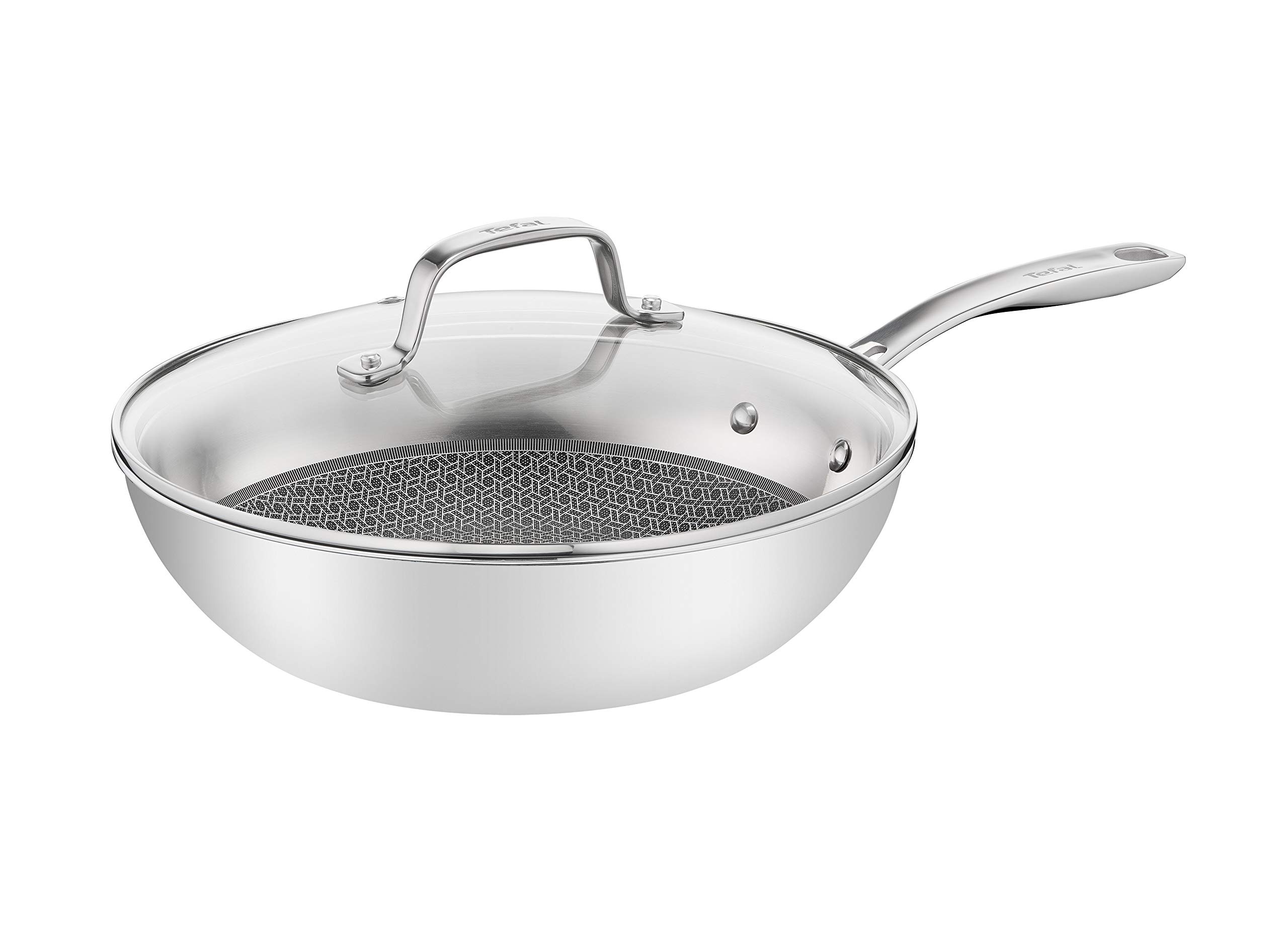 Tefal E49716 Eternal Mesh Non-Stick Wok Pan - 12.5 Inch Stir Fry Pan for Asian Cooking, Sauteing & Deep Frying - Induction Compatible Cookware