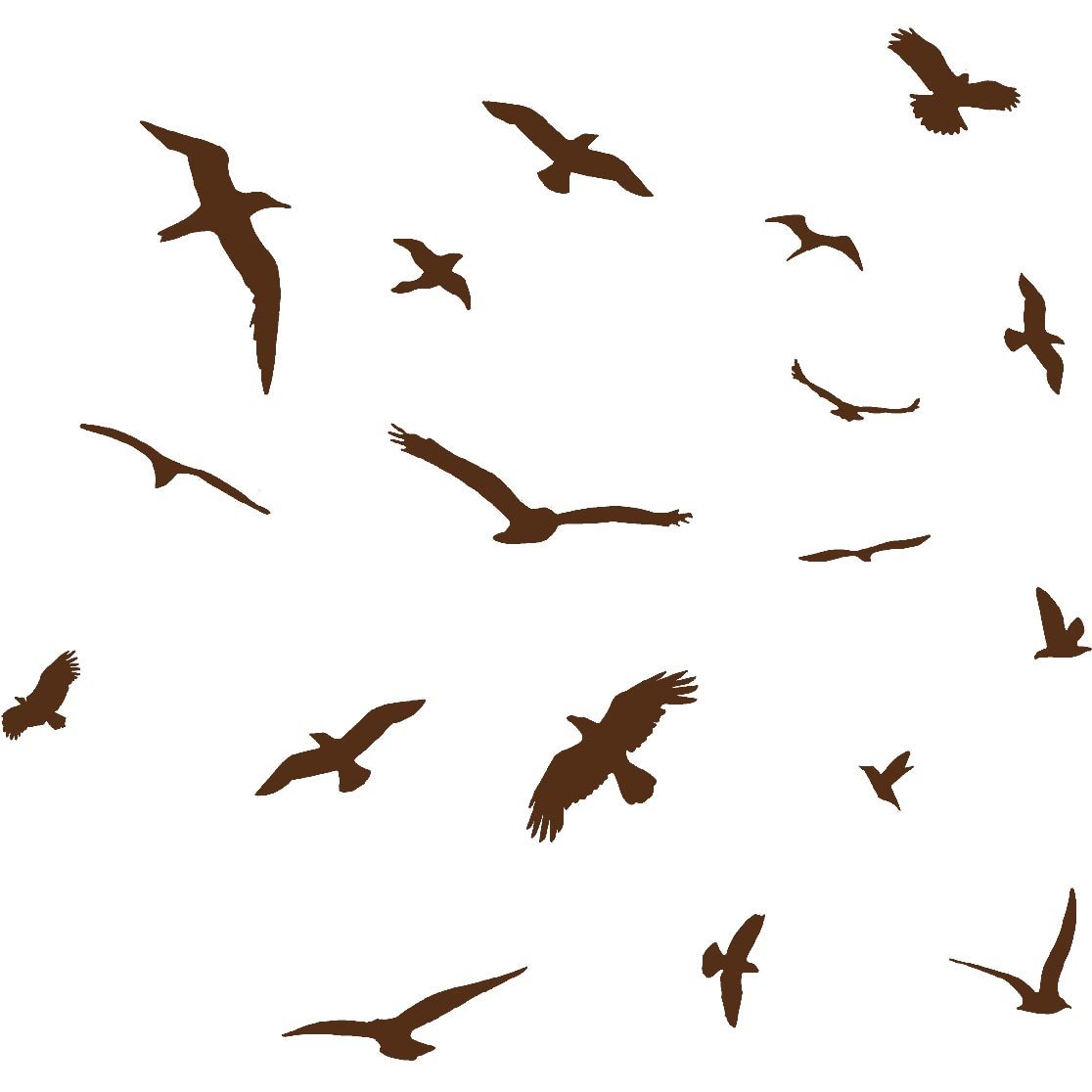 VWAQ Realistic Flock of Birds Wall Decals - Brown Peel & Stick Removable Wall Art Stickers for Home Decor | Perfect for Living Room, Bedroom, Nursery & Office Spaces