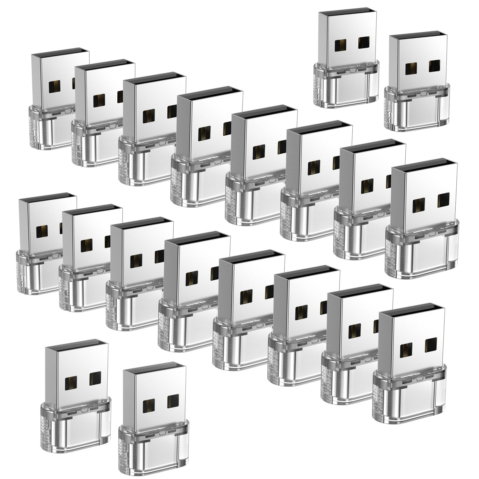20-Pack Clear USB to USB-C Adapter Converter - USB-C Female to USB-A Male Charging Adapter Compatible with iPhone 15/14/13/12 Pro Max/Plus, iPad 9/10/Air 5/Mini 6, Galaxy & Pixel - Perfect for Travel, Office & Home Charging Solutions