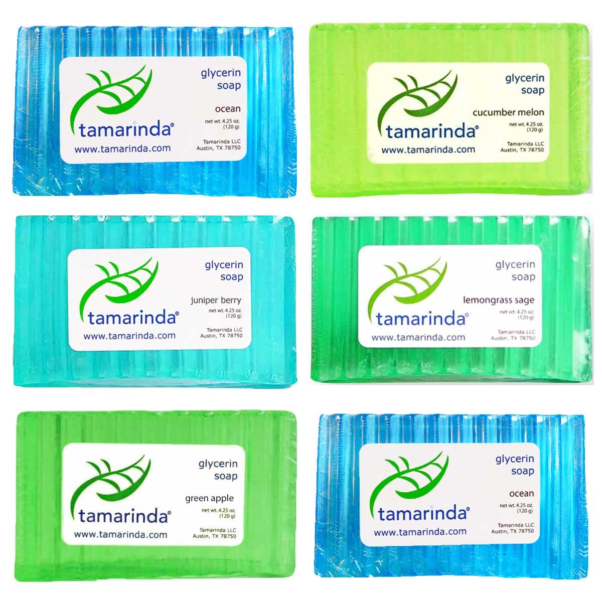 Natural Glycerin Soap Bar Set - 6 Pack Moisturizing Hand & Body Soap for Dry Skin - Fresh Scented Bath Soap for Spa, Shower & Gift Giving