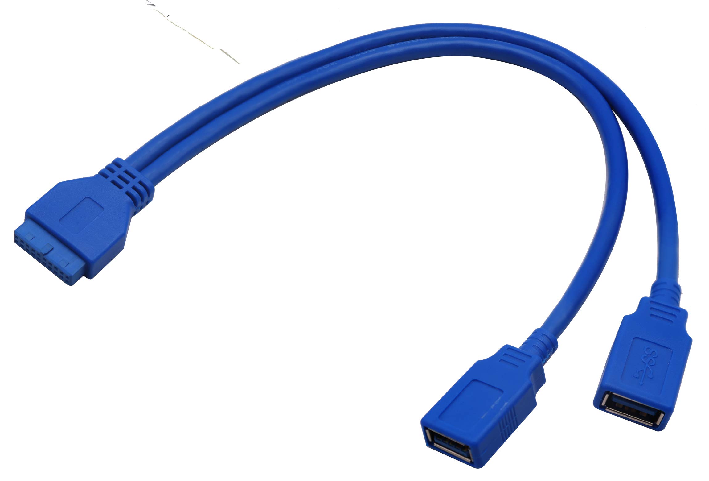 20 Pin USB 3.0 Y Splitter Cable - Dual Port A Female to Motherboard Header - for PC Build & Expansion