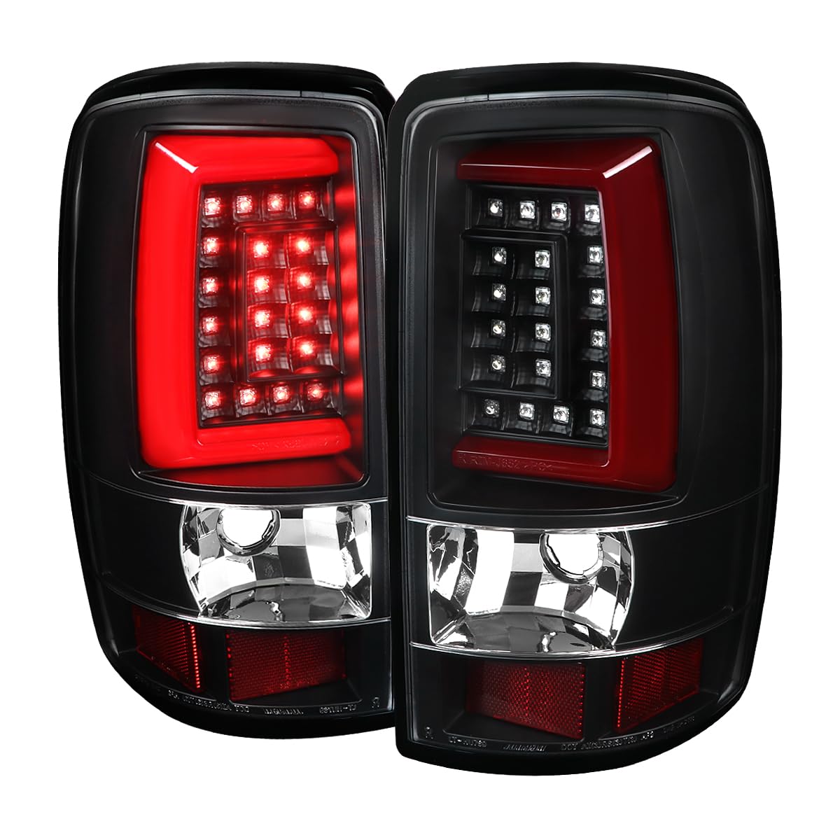 Spec-D Tuning Black LED Tail Lights with Red LED Tube - Compatible with 2000-2006 Chevy Suburban, Tahoe & GMC Yukon, Denali, XL - Left & Right Pair Assembly - Upgrade Your SUV's Rear Style & Safety for Night Driving