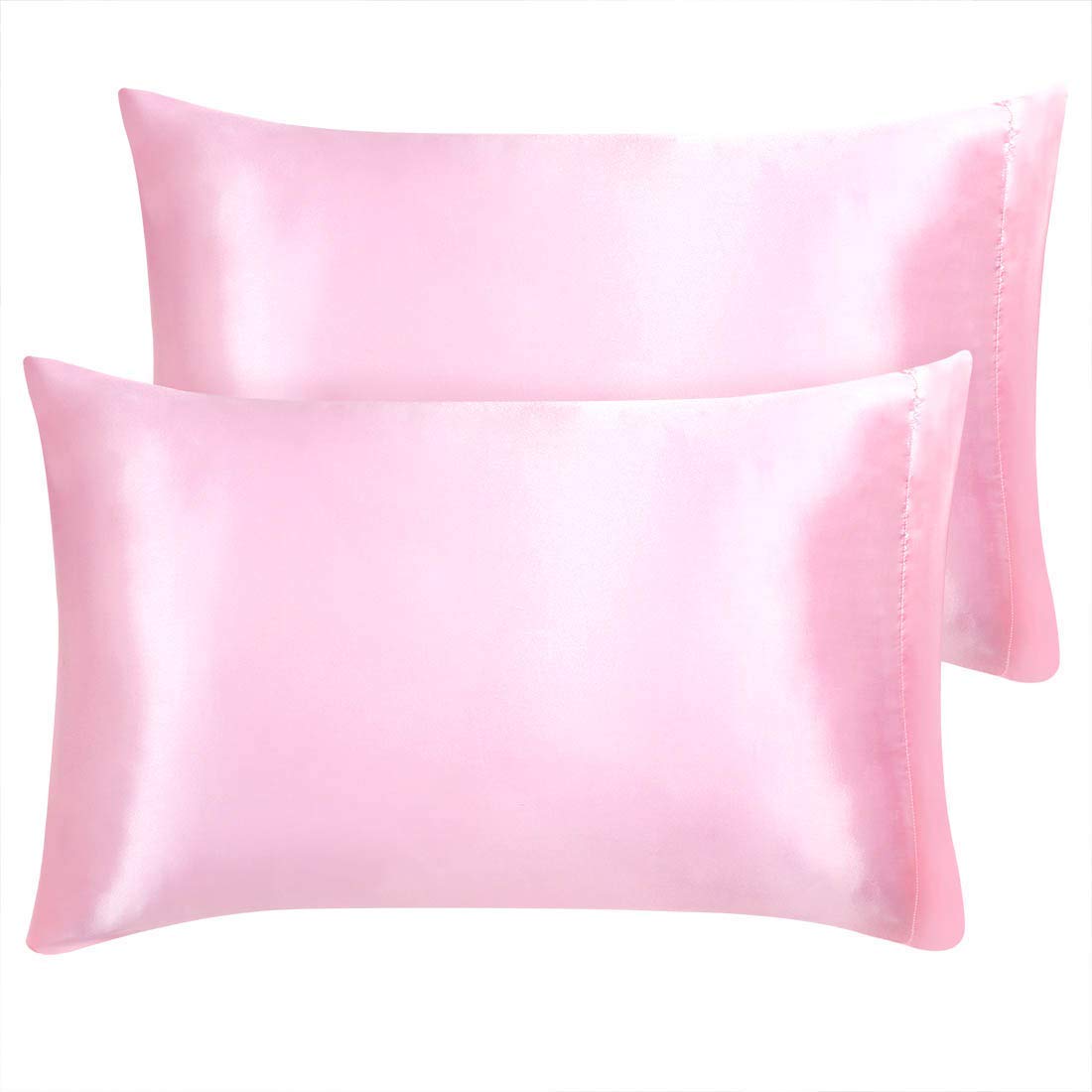 Luxury Satin Pillowcase for Hair & Skin Care - 2 Pack King Size (20x40 Inches) Cooling Super Soft Pillow Cover with Envelope Closure - Pink | Perfect for Reducing Frizz, Preventing Wrinkles & Nighttime Skincare Routine