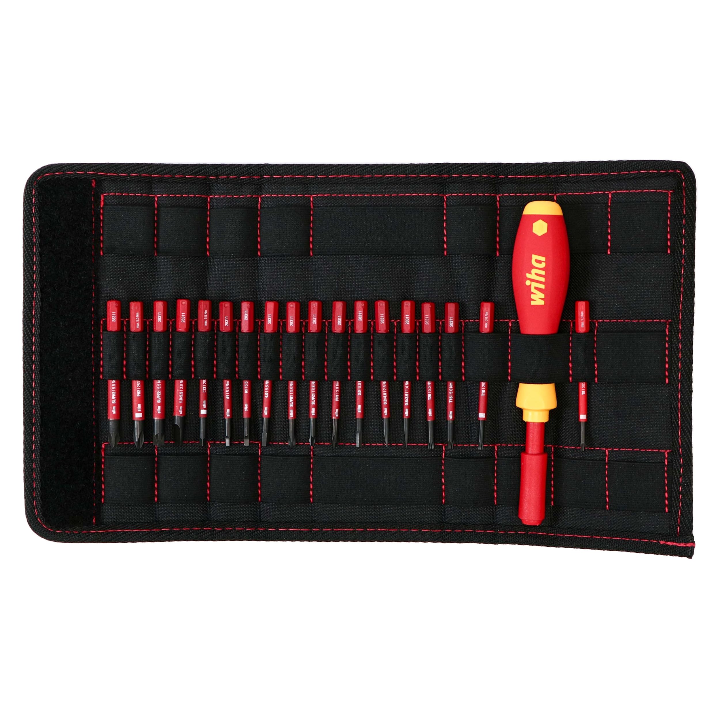 Wiha 28398 19-Piece Insulated SoftFinish SlimLine Screwdriver Set - Professional Electrical Tool Kit for Electricians & DIY Home Repairs | Perfect for Circuit Breakers, Outlets & Appliance Maintenance