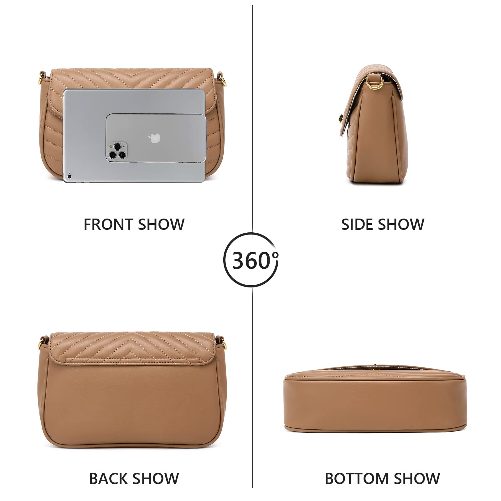 JEEHAN Quilted Crossbody Bags for Women - Stylish Designer Shoulder Handbag Small Purse - Perfect for Everyday Use, Travel & Shopping