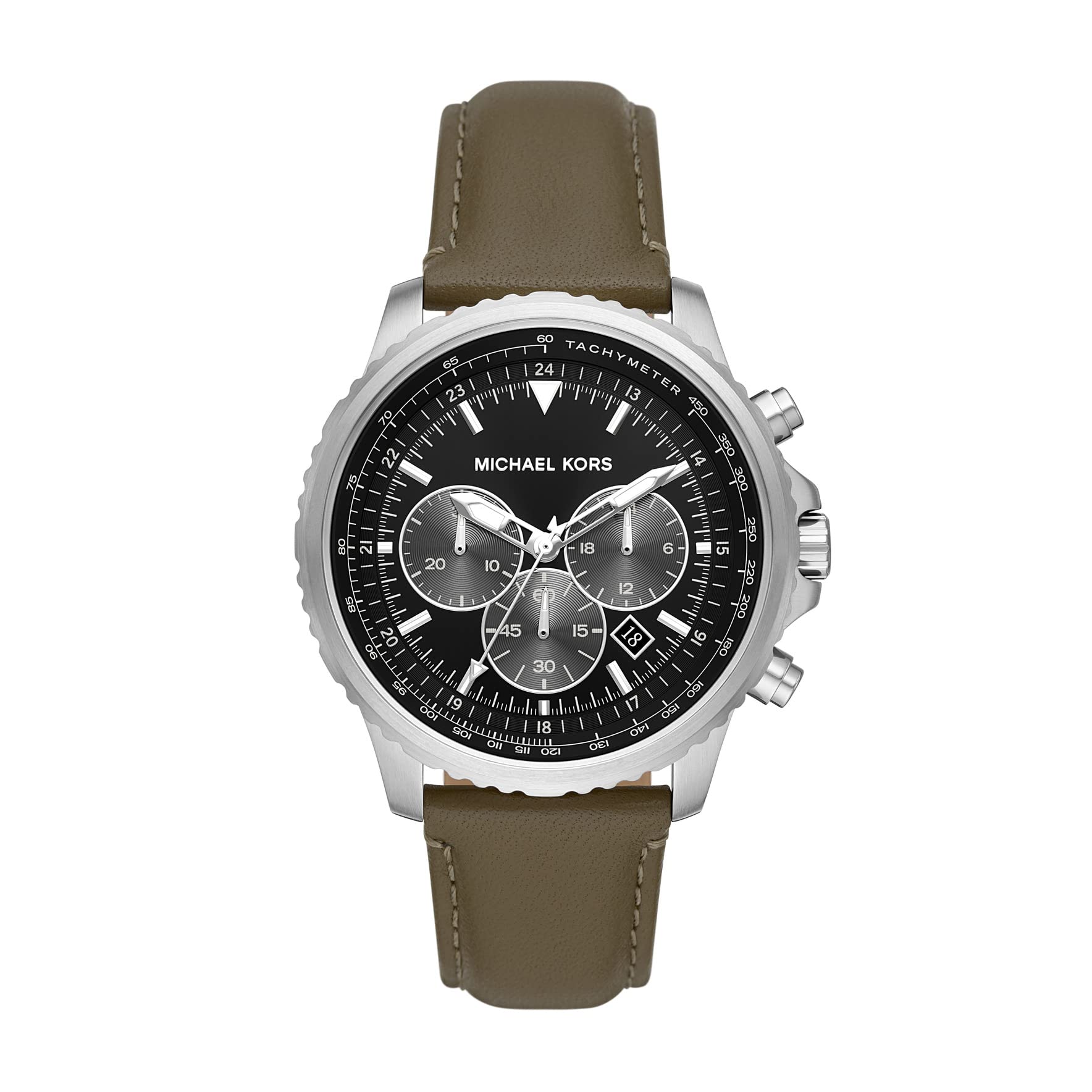 Michael Kors Men's Cortlandt Stainless Steel Quartz Watch with Leather Strap - Stylish Dress Watch for Business, Office & Formal Occasions