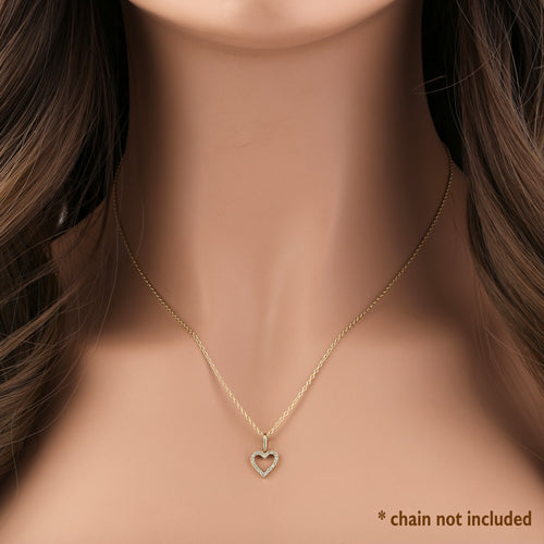 14K Solid Yellow Gold Heart-Shaped CZ Pendant Necklace - Elegant Round Cubic Zirconia Jewelry for Women, Perfect for Valentine's Day Gifts, Anniversaries & Everyday Wear