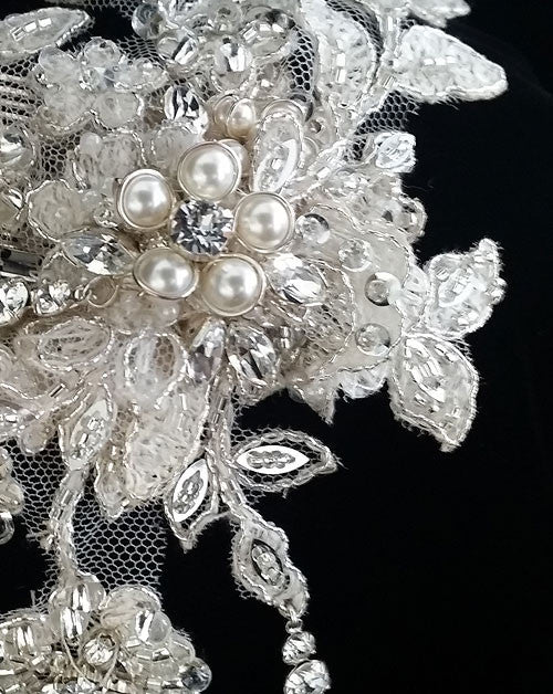 Vintage Lace Bridal Headpiece with Pearls – Best-Selling Wedding Hair Accessory by Kezani | Perfect for Boho, Vintage & Romantic Weddings
