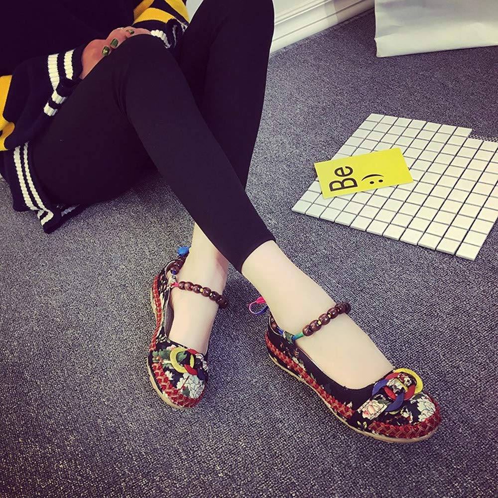 Women's Colorful Embroidered Beaded Casual Flats - Round Toe Lace-Up Shoes for Everyday Wear | Perfect for Spring Outfits, Office & Weekend Brunch
