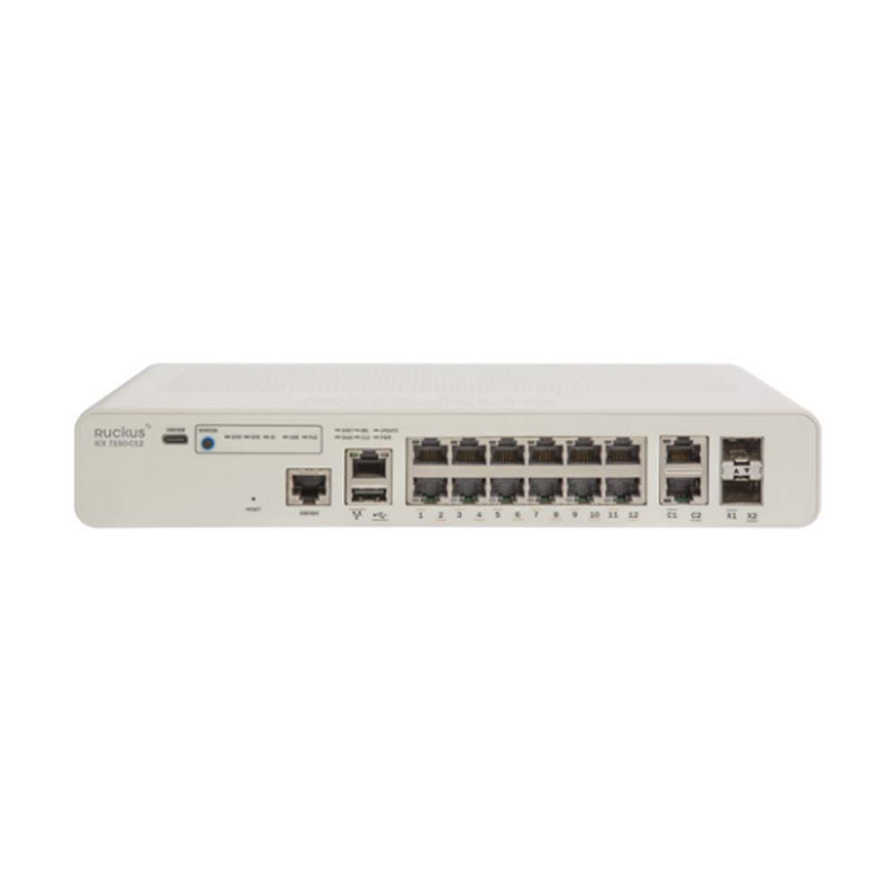 Ruckus Brocade ICX7150-C12P-2X1G Compact 12-Port Gigabit Ethernet Switch (Renewed) - Ideal for Small Business Networks, Home Offices & Smart Home Setups