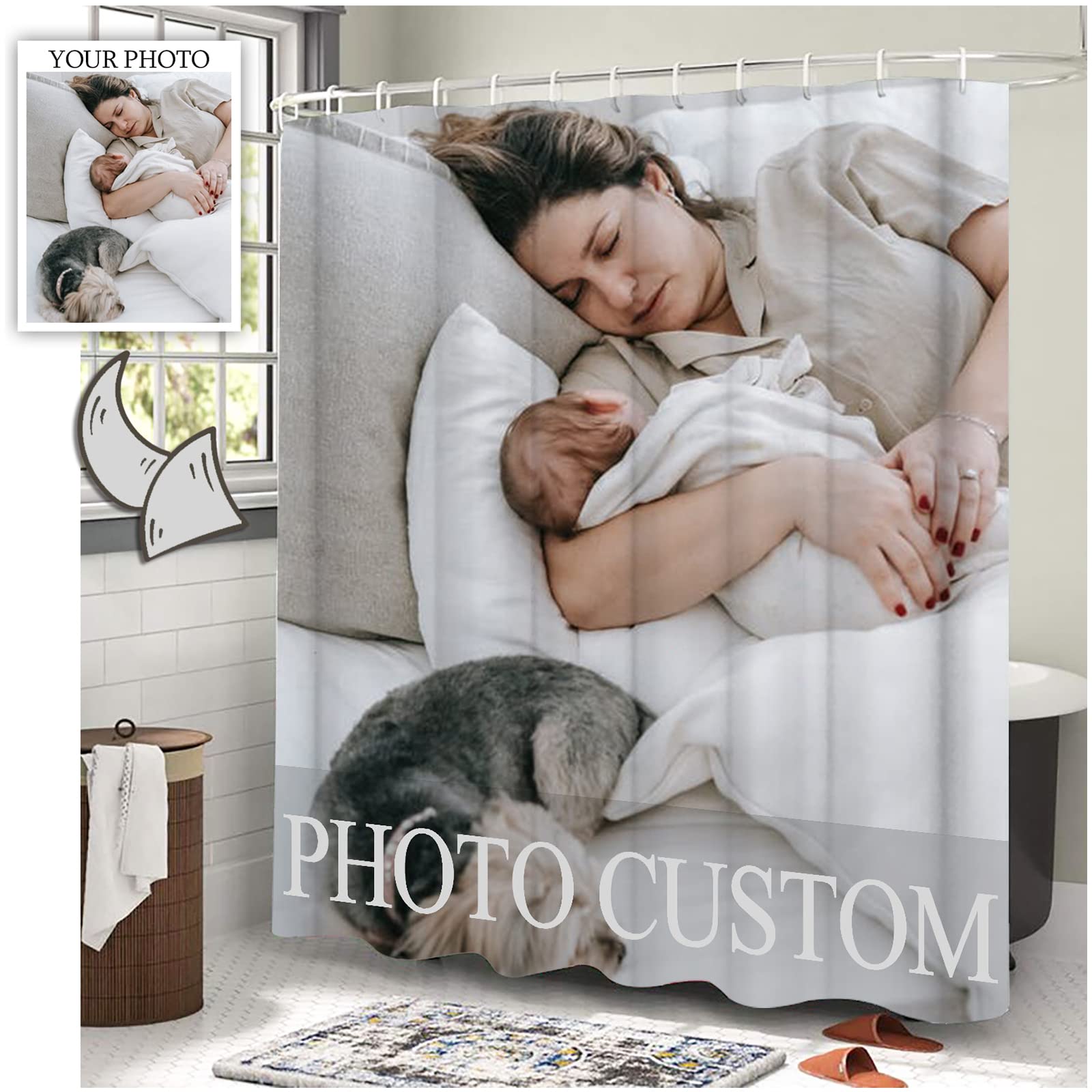 Custom Photo Shower Curtain Set - Personalized Waterproof Bathroom Decor (104