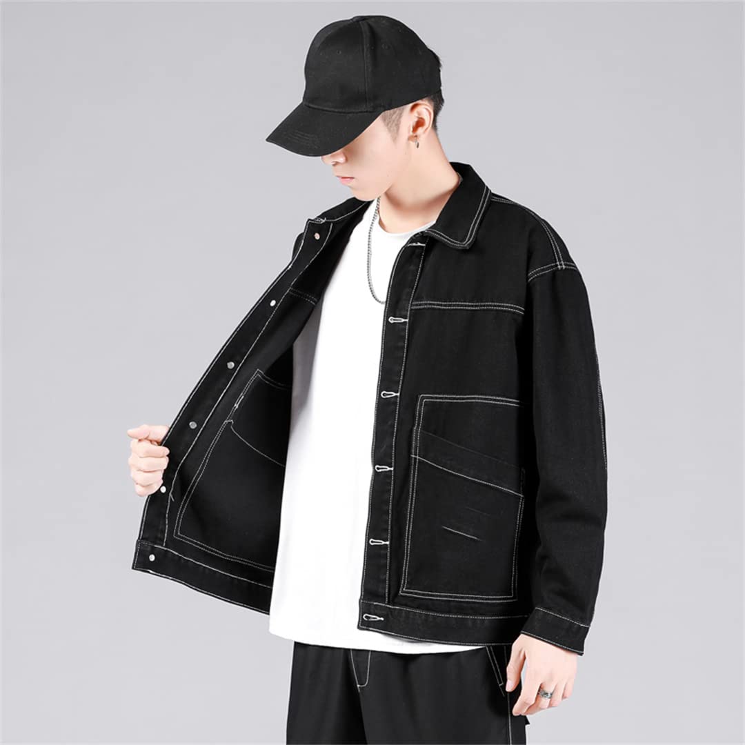 Men's Korean Style Denim Bomber Jacket - 2022 New Spring & Autumn Fashion Jacket for Men | Lightweight Casual Outerwear for Daily Wear, Street Style & Night Out