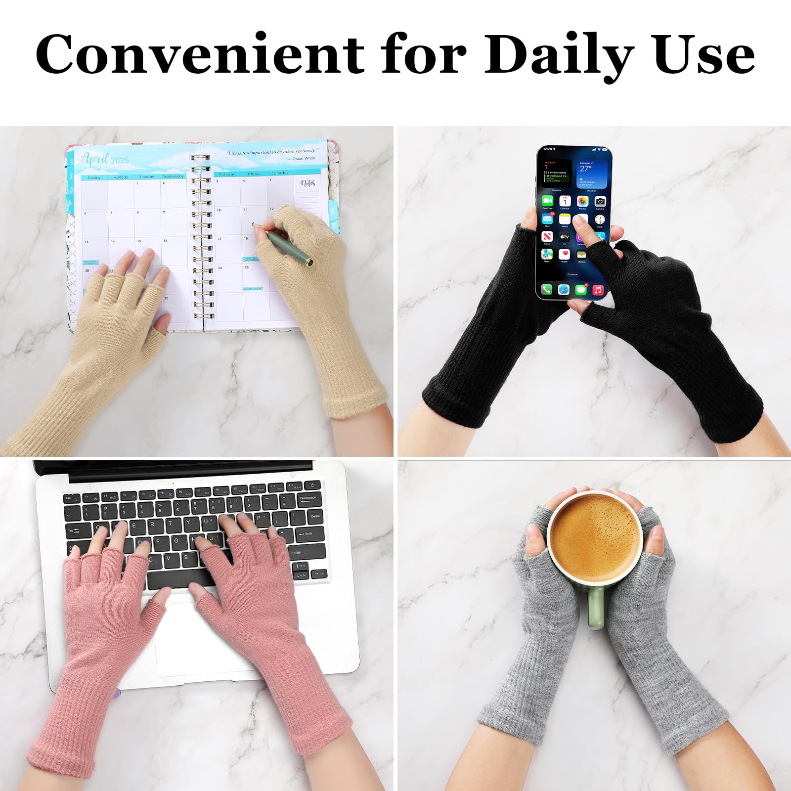 Premillow Fingerless Gloves for Women & Men - Stretchy Half Finger Winter Gloves with Extended Wrist Warmth - Perfect for Typing, Driving & Outdoor Activities in Cold Weather