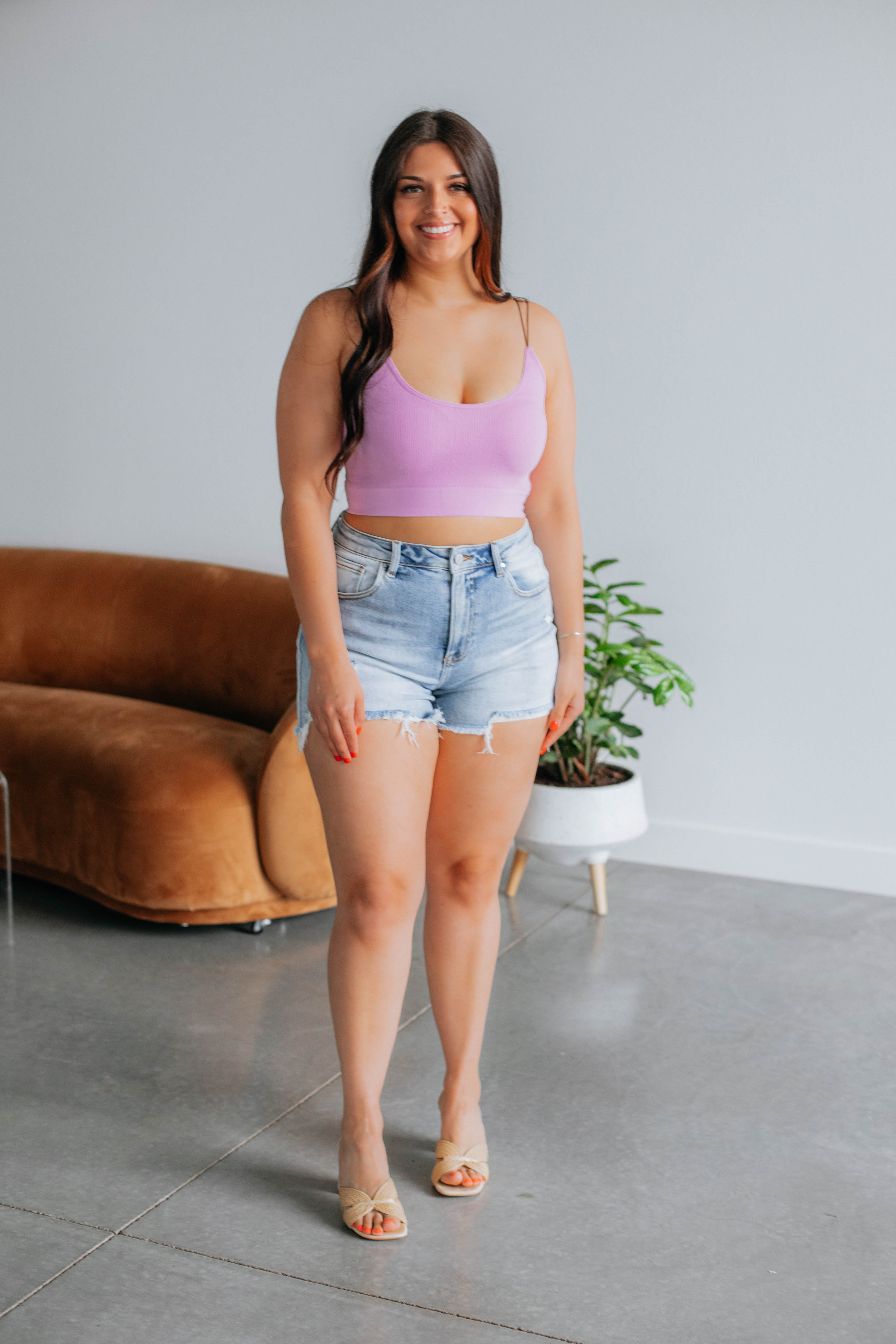 Alani Ribbed Brami - Women's Long Sleeve Bodysuit in Soft Lilac | Perfect for Layering, Casual Wear & Date Nights