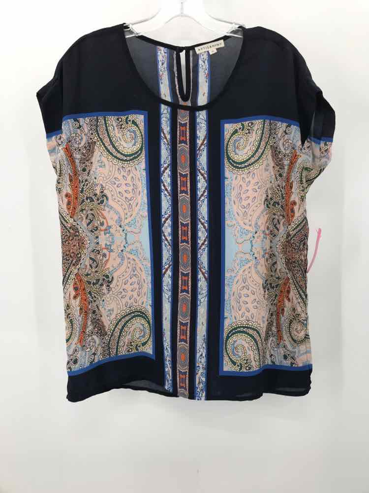 Vintage Artisan NY Navy Blue Blouse for Women Size Small - Perfect for Casual Outings, Office Wear & Layering