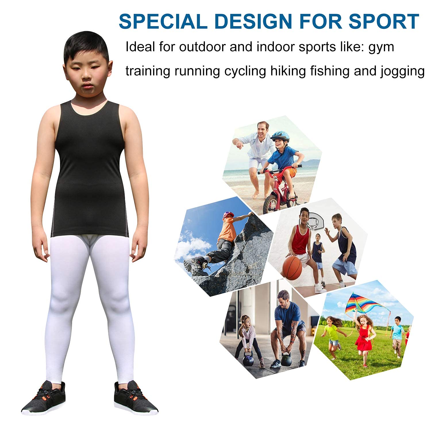 Youth Boys Girls Compression Tank Tops - Moisture Wicking Athletic Sleeveless Shirt for Workout, Sports & Activewear - Breathable Baselayer Vest for Running, Gym, Yoga & Outdoor Activities