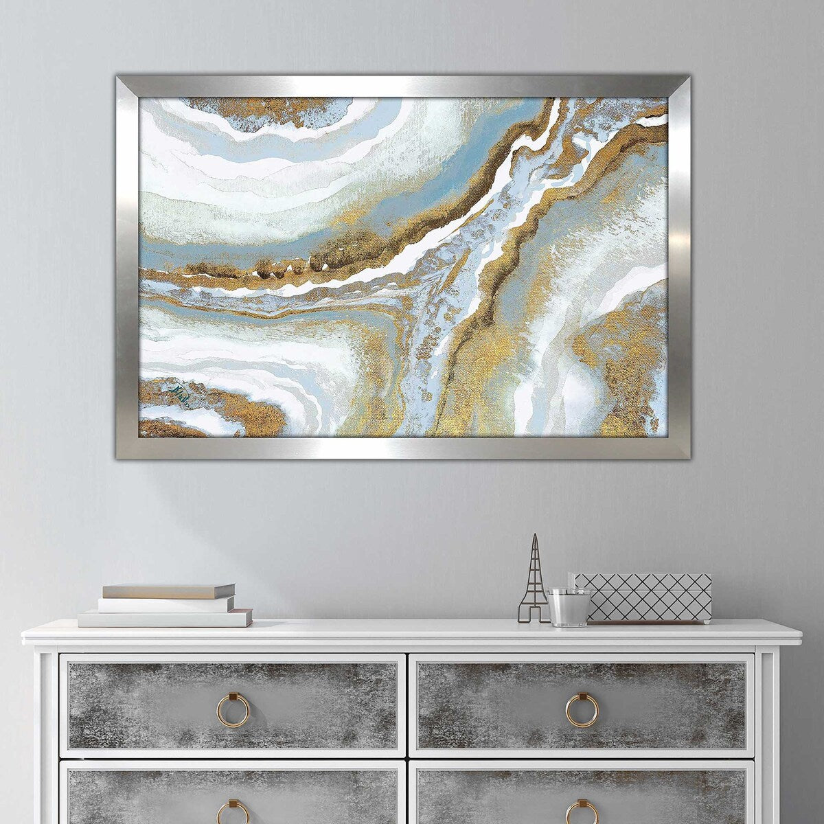 Blue Agate Horizontal Print on Acrylic - Stunning Wall Art for Home & Office Decor