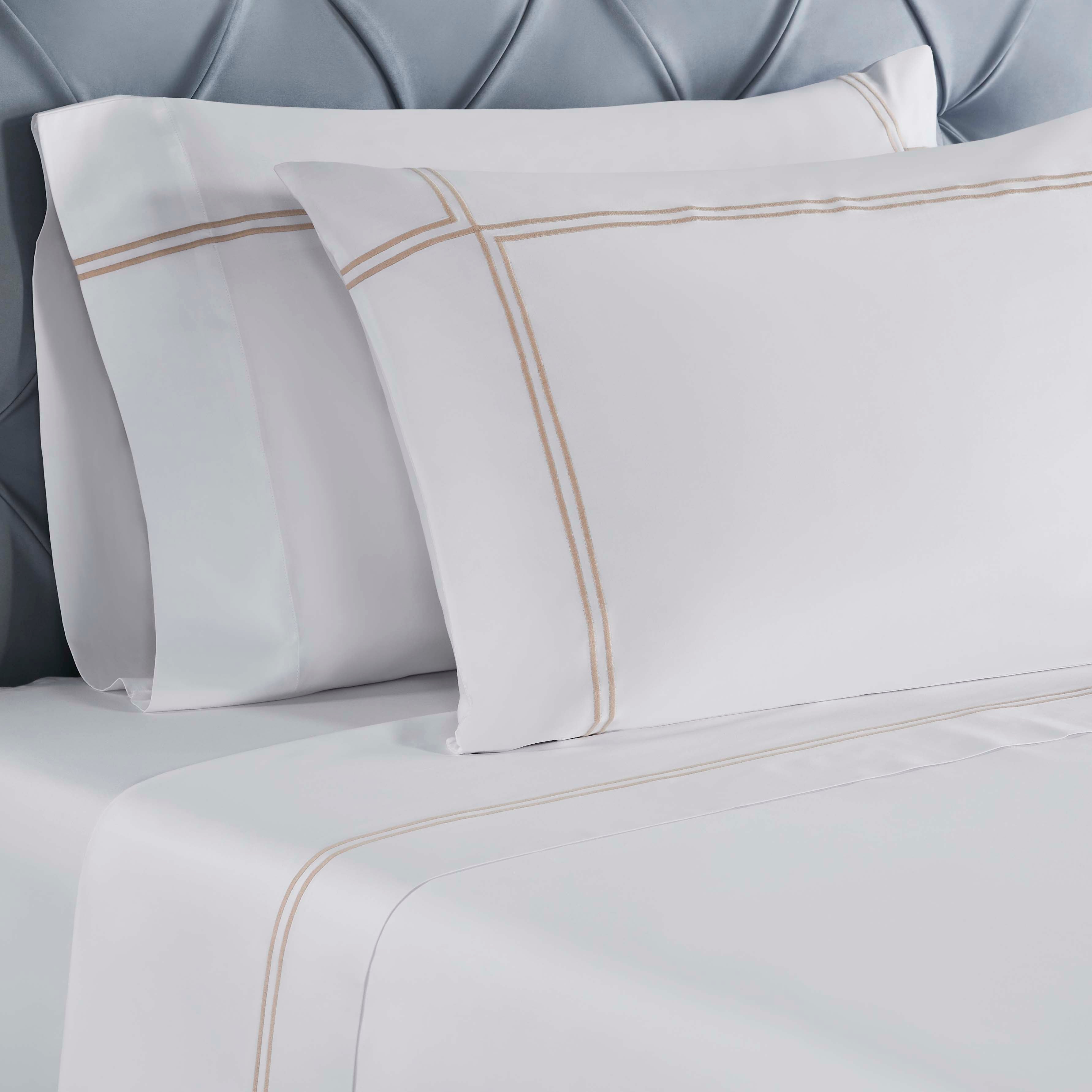 Spring Blooms Cotton 2-Line Embroidered Deep Pocket Bed Sheet Set - Queen Size 4-Piece Set with Pillowcases - Soft Breathable Bedding for Comfortable Sleep & Home Decor