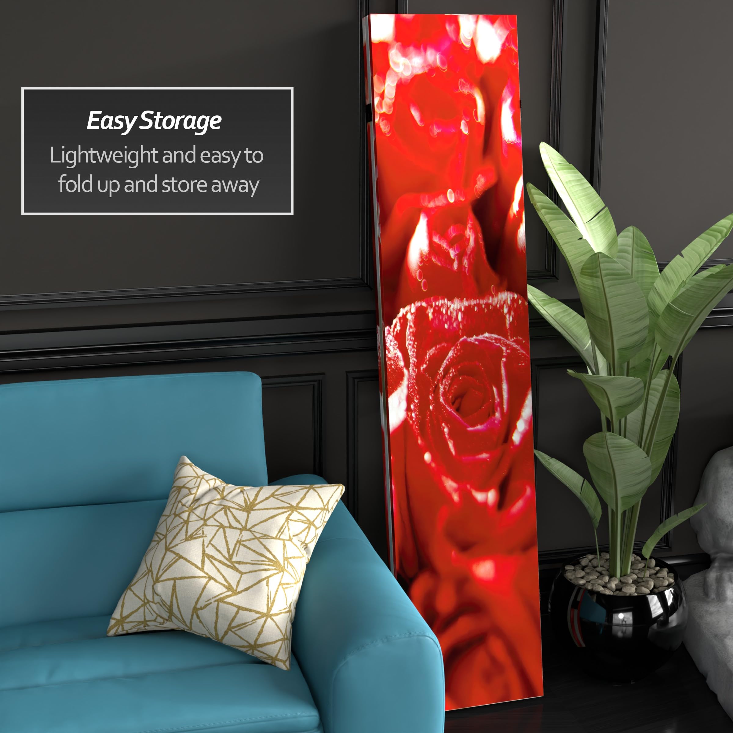 6 ft Tall Double Sided Rose Room Divider - 3 Panel Folding Privacy Screen with Floral Bouquet Design for Home, Office, and Wedding Decor (71 Inches High) | Perfect for Room Separation, Event Backdrop, and Photo Booth Background