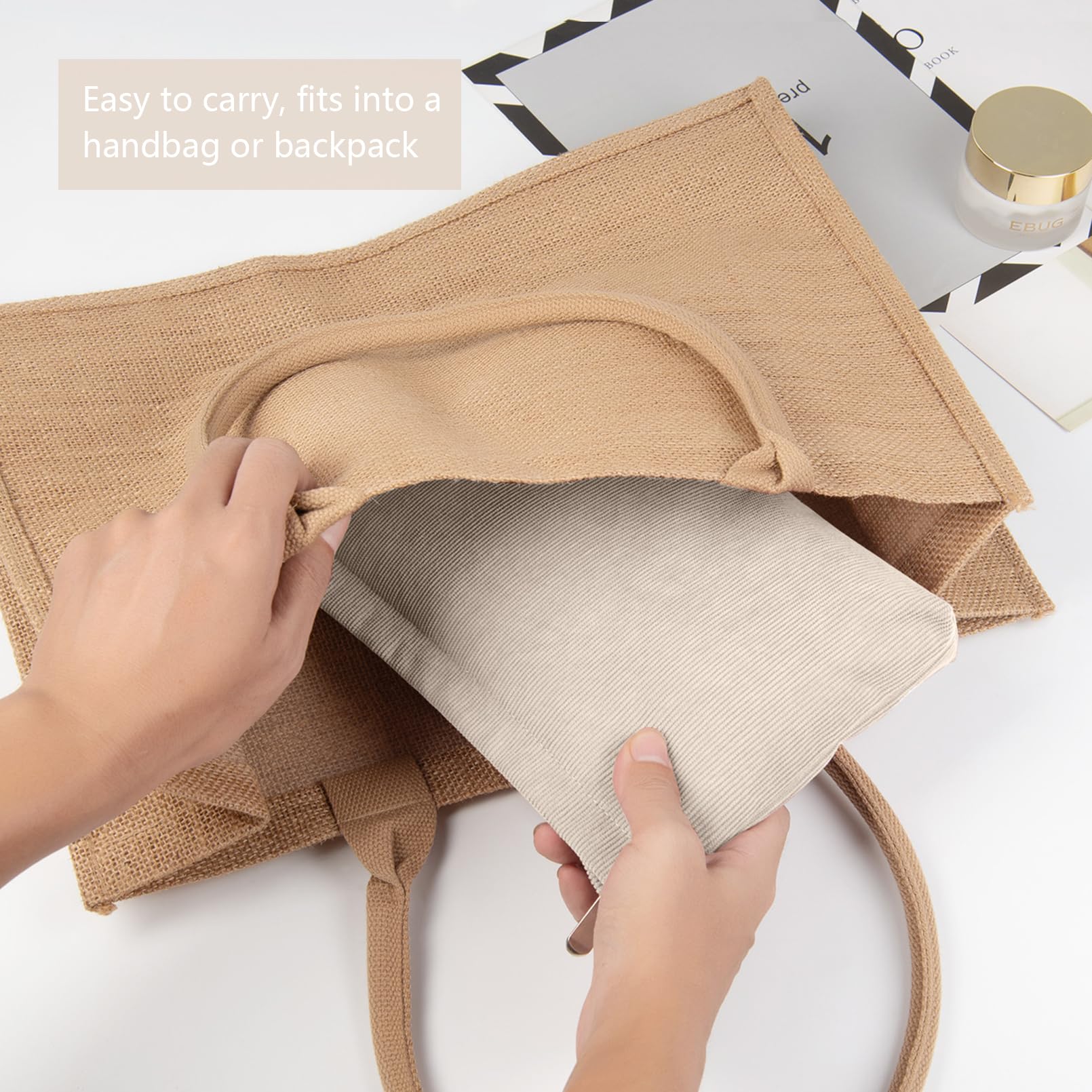 FITDON 2-Pack Corduroy Makeup Bags for Women - Small Zippered Cosmetic Pouch & Travel Toiletry Organizer (Beige) | Perfect for Purse, Gym, Travel & Daily Essentials Storage