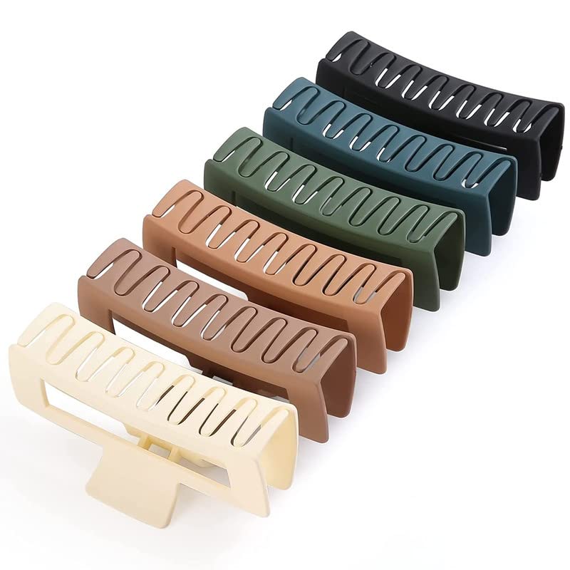 Staila 6-Pack Extra Large Claw Hair Clips for Women - Strong Hold Non-Slip Jumbo Square Hair Clips in Multi Colors - Perfect for Thick Hair, Ponytails & Everyday Hairstyles - Hair Accessories for Women & Girls