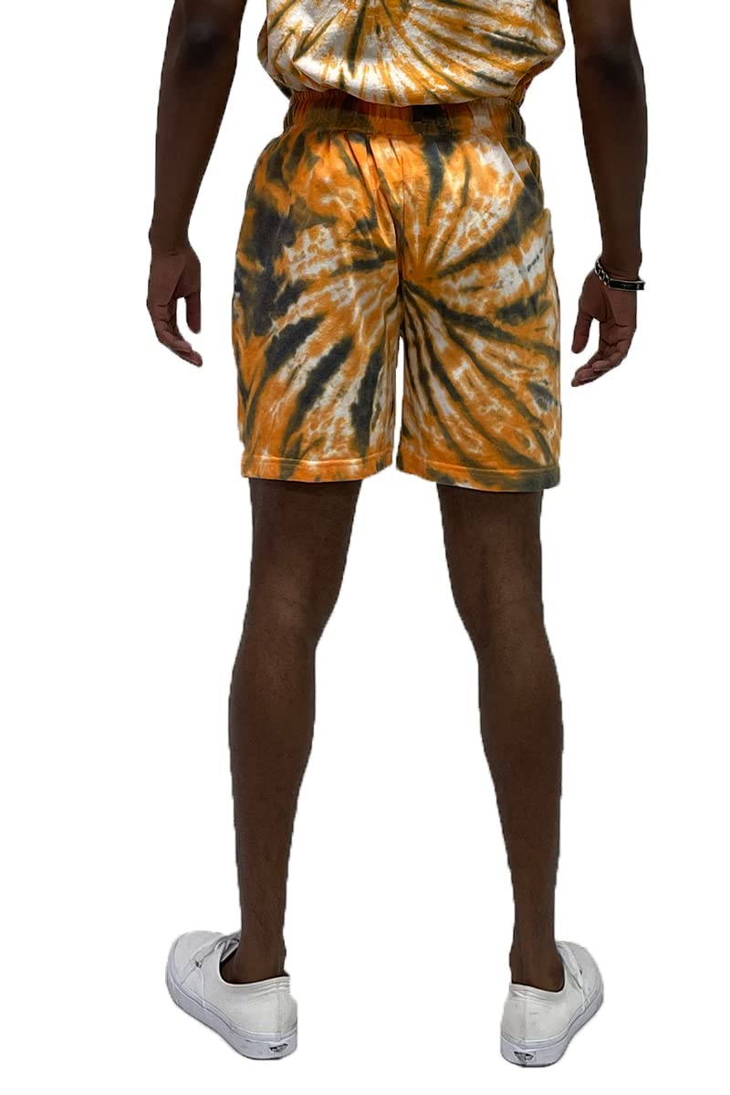 WEIV GEAR Men's Tie Dye Casual Shorts with Drawstring Elastic Waist - Breathable Workout Active Beach Pants with Pockets for Gym, Running, Travel & Summer Outdoor Activities